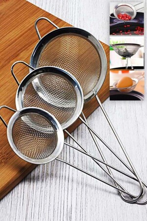 Practical 3-Piece Stainless Steel Tea Strainer 3-Size Strainer Steel 3-Piece Tea Strainer 3-Piece Strainer - Anadolu Saray Çarşısı