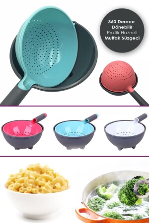 Practical 360 Degree Rotatable Strainer Double Chamber Rotating Vegetable Fruit and Pasta Washing Strainer - Anadolu Saray Çarşısı