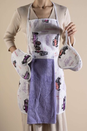 Practical and Stylish Kitchen Experience: Kitchen Apron with Towel - Gloves and Potholders Trio! - Huge Home