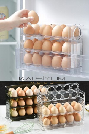 Practical Eggy Box 30 Compartments Egg Box 3 Layer Egg Holder Refrigerator Organizer Storage Container Qkalsyum-98TR28 - Kalsiyum Mood