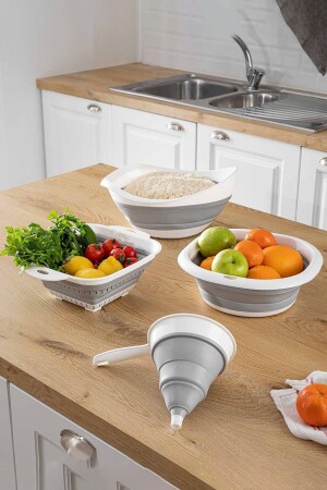 Practical Folding Kitchen Set of 4 - Funnel, Bucket, Full Strainer, Bowl Strainer BERY220 - Turnberry