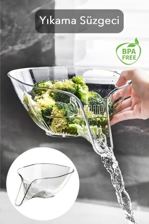 Practical Kitchen Strainer Fruit Vegetable Washing Strainer Transparent - Meleni Home