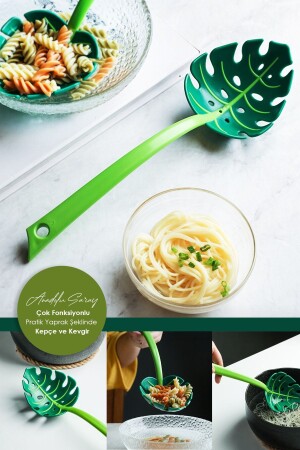 Practical Multifunctional Leaf Shaped Ladle And Colander Stylish Leaf Shaped Ladle And Colander - 1 Piece - Anadolu Saray Çarşısı