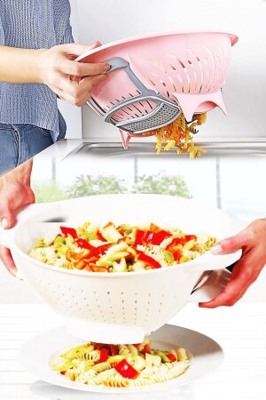 Practical Pasta Strainer with Openable Lid - Smart Vegetable and Fruit Strainer in the Sink (PLASTIC) Ap-9147 - Anadolu Saray Çarşısı