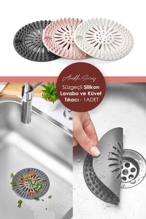 Practical Silicone Sink and Bathtub Stopper with Strainer Round Sink Stopper - 1 Piece - Anadolu Saray Çarşısı