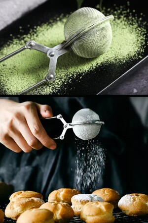 Practical Stainless Steel Flour Cocoa Powder Sugar Sieve and Herbal Tea Brewing Strainer Tea Strainer with Tongs - Anadolu Saray Çarşısı