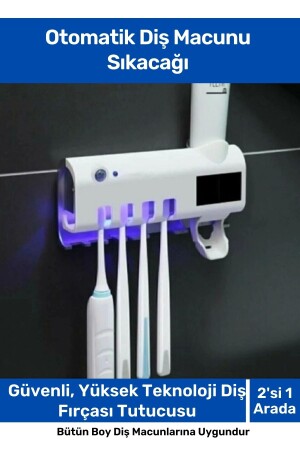 Practical USB Rechargeable and Solar Powered Automatic Toothpaste Squeezer 4 Pieces Toothbrush Holder Disassembled Easy Installation Sterilization Set - Ala Lavandula