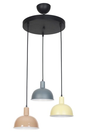 Prague Modern Children's Room - Cafe - Living Room - Kitchen 3-Piece Brown Anthracite Cream Color Pendant Lamp 3-Piece Chandelier PRGMİX9 - Fer Avize