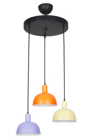 Prague Modern Children's Room - Cafe - Living Room - Kitchen 3-Piece Orange Lilac Cream Color Pendant Lamp 3-Piece Chandelier PRGMİX9 - Fer Avize