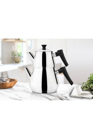 Pramit Model Medium Size Steel Teapot pyramid steel teapot 04 - Otuz4istanbul