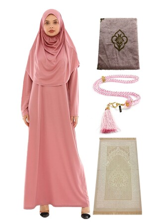 Prayer Set Prayer Dress Prayer Rug Pearl Prayer Beads Yasin - Dried Rose - Medipek
