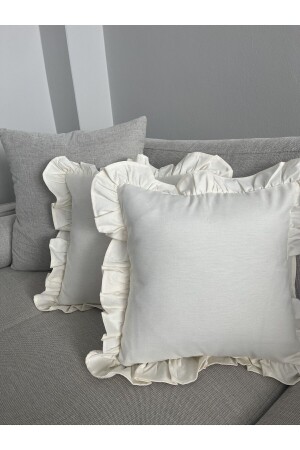 Premier Duck Linen Ruffled Cream Cushion Cover 40x40 - Memhome