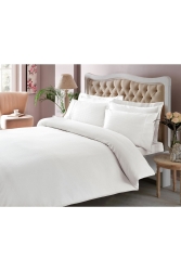 Premium Basic Beyaz Stripe Çift Kişilik Nevresim Takımı - D2r SVLHMPMKSTN04 - Taç