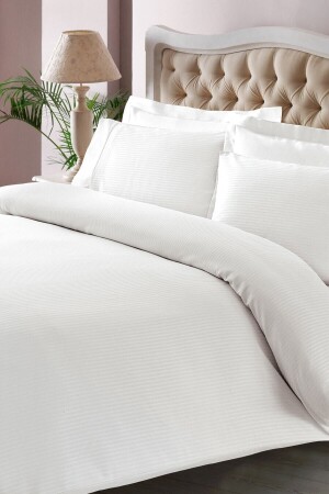 Premium Basic King Size Duvet Cover Set Stripe White - Taç