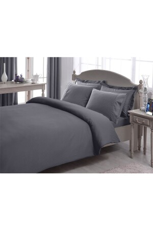 Premium Basic Stripe Antrasit King Size Nevresim Takımı 740-1000043558002 - Taç