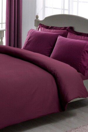 Premıum Basıc Striped Nevresim Takımı King Mürdüm 8682475063876 - Taç