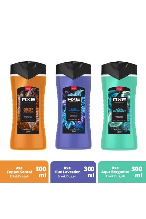Premium Collection Duschgel Kupfer Santal 300 ml + Blauer Lavendel 300 ml + Aqua Bergamotte 300 ml - Axe