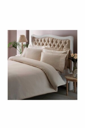 Premium Cream Basic Stripe Double Duvet Cover Set 60117190 - Taç
