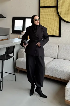 Premium Drape Waist-Fit Jacket Suit Black - Nuuwears