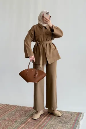 Premium Gabardine Jacket Suit, Mink - Nuuwears