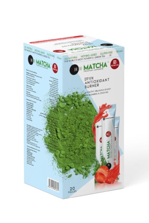Premium Japanese Çilek Aromalı Detox Burner Form Matcha Çayı 1 Kutu - Matcha