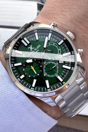 Premium Men's Wristwatch 3 Atm Waterproof Silver Color Steel Strap + Natural Stone Bracelet Elg402 DKE2023 - Daniel Klein