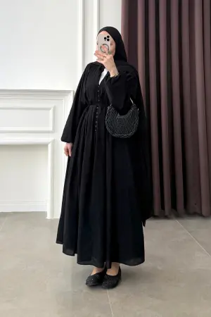 Premium Ribbed Cotton Voile Dress Black - Nuuwears