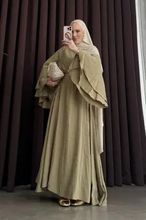 Premium Series Ruffled Tencel Dress Khaki - Nuuwears