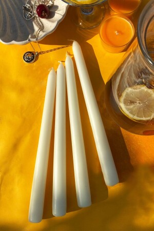 Premium Series Scented White Taper Candlestick - Set of 4 - Sanat Sepet İşleri