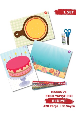 Preschool Cut-Paste Scissor Activity Educational Set - Minipoi