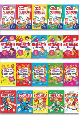 Preschool Education Set 20 Books: Line Study - Mathematics - English - Coding 320 Pages. - Oscar Yayınları