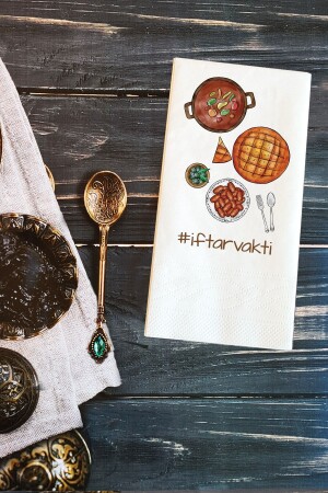 Presentation Napkin Iftar Time Written Ramadan Talking Paper Napkin with Pita - Pekshop