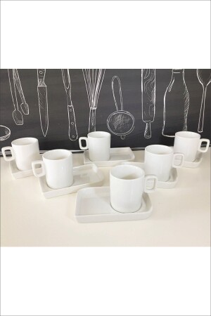 Presentation Porcelain Coffee Cup Set for 6 People PNK7072ASY - Pinkev