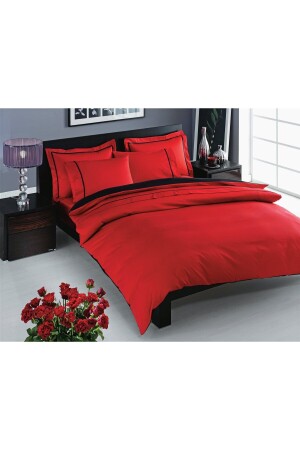 Prestige Satin Delux Double Duvet Cover Set Red 8696048170854 - Taç