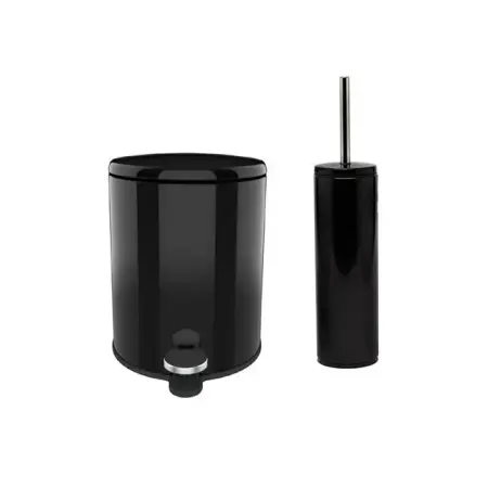 Primanova Cigo Bathroom Trash Can and Toilet Brush Set, 2 Pieces, Black - PRIMANOVA