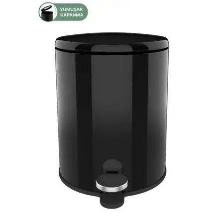 Primanova Cigo Pedal-Operated Bathroom, Kitchen, and Office Trash Can, 6 Liters, Black - PRIMANOVA