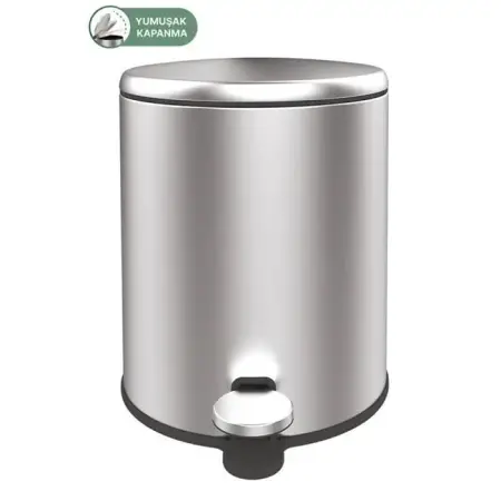 Primanova Cigo Pedal-Operated Trash Can, 6 Liters, Matte Chrome - PRIMANOVA
