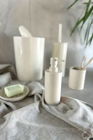 Primanova Flores 5'li Banyo Seti - Bej - PRIMANOVA