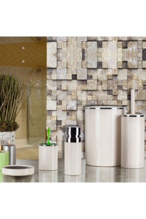 Primanova Lenox 5'li Banyo Aksesuar Set - Bej EVİDEA7029 - Prima Nova