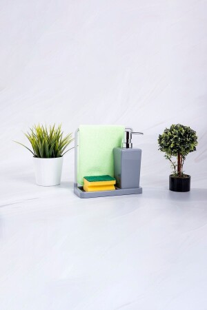 Primanova Luna Kitchen Liquid Soap Dispenser-gray with Cloth Hanger - Prima Nova