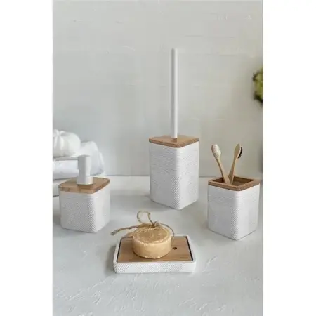 Primanova Madera 4 Parça Banyo Seti Beyaz - PRIMANOVA