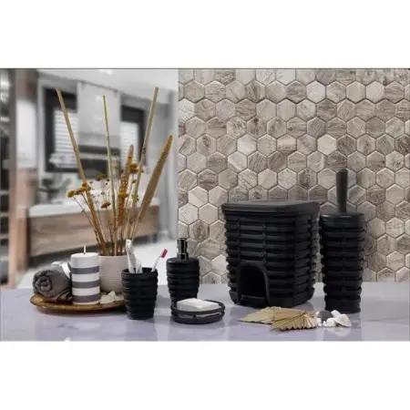 Primanova Palm 5-Piece Bathroom Set Grey - PRIMANOVA