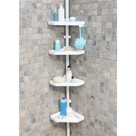 Primanova Spring-Loaded Bathroom Corner Set White - PRIMANOVA