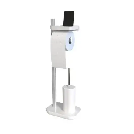 Primanova Suı Ayaklı Tuvalet Kağıtlık Tuvalet Fırçalı Beyaz - PRIMANOVA