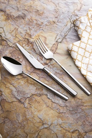 Prime Penta Gold 84 Piece Fork Spoon Knife Set for 12 Persons Luxury Boxed 600. 02. 01. 0207 - Emsan