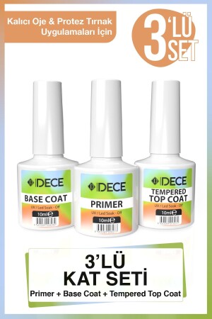 Primer Base Coat Top Coat Permanent Nail Polish and Prosthetic Nail 10ml 3-Piece Coat Set 8683089008307 - d dece
