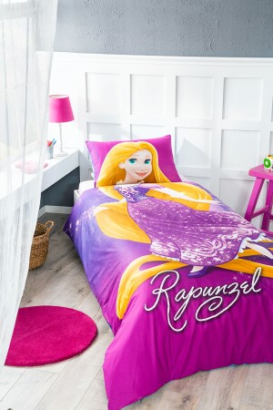 Princess Cinderella - Rapunzel Single Disney Licensed Children's Duvet Cover Set Blue Double T CİNDERELLA - Özdilek