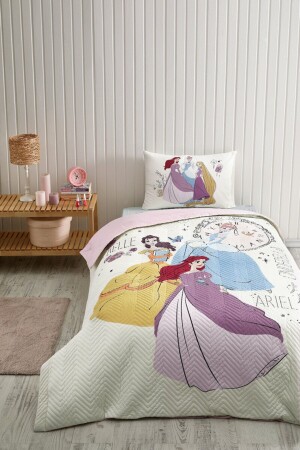Princess Time Single Disney Licensed Elastic Fitted Bed Sheet Quilted Children's Bedding Set Quilted Licensed Duvet Cover - Özdilek