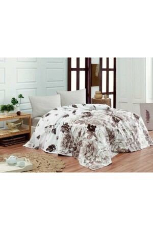 Printed Armine King Size Pique Set Brown & Double Pique Set - Akfil Life