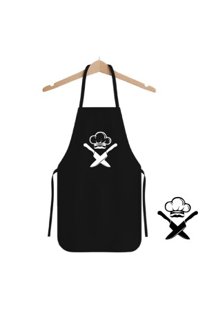Printed Kitchen Apron Black Chef Apron Cook Uniform First Quality Alpaca Fabric YNK-apron-8 - bonecim
